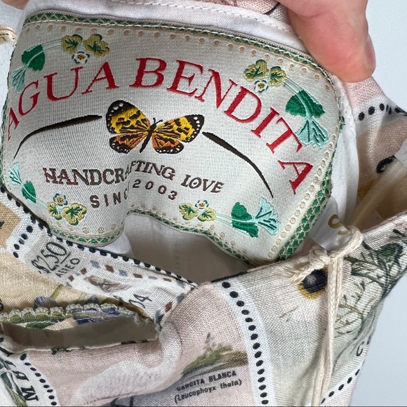 Agua by Agua Bendita Herbarium Estampillas Bird Flower Patch Linen Dress - Picture 6 of 11